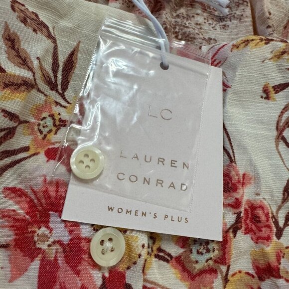 Lauren Conrad‎ Floral Top Blouse Plus Size 3X Cottagecore Peasant Boho Prairie - Picture 11 of 13